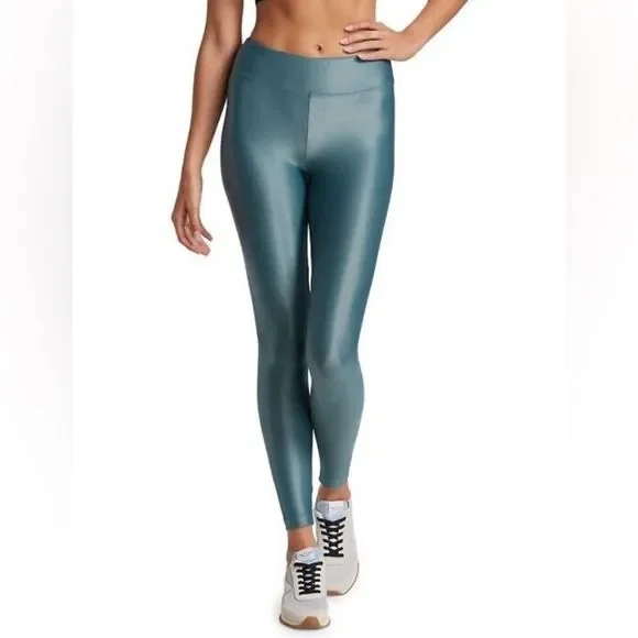 KORAL LUSTROUS INFINITY HIGH RISE METALLIC LEGGINGS IN TEAL LIQUID LEGGINGS BNWT - Picture 4 of 14